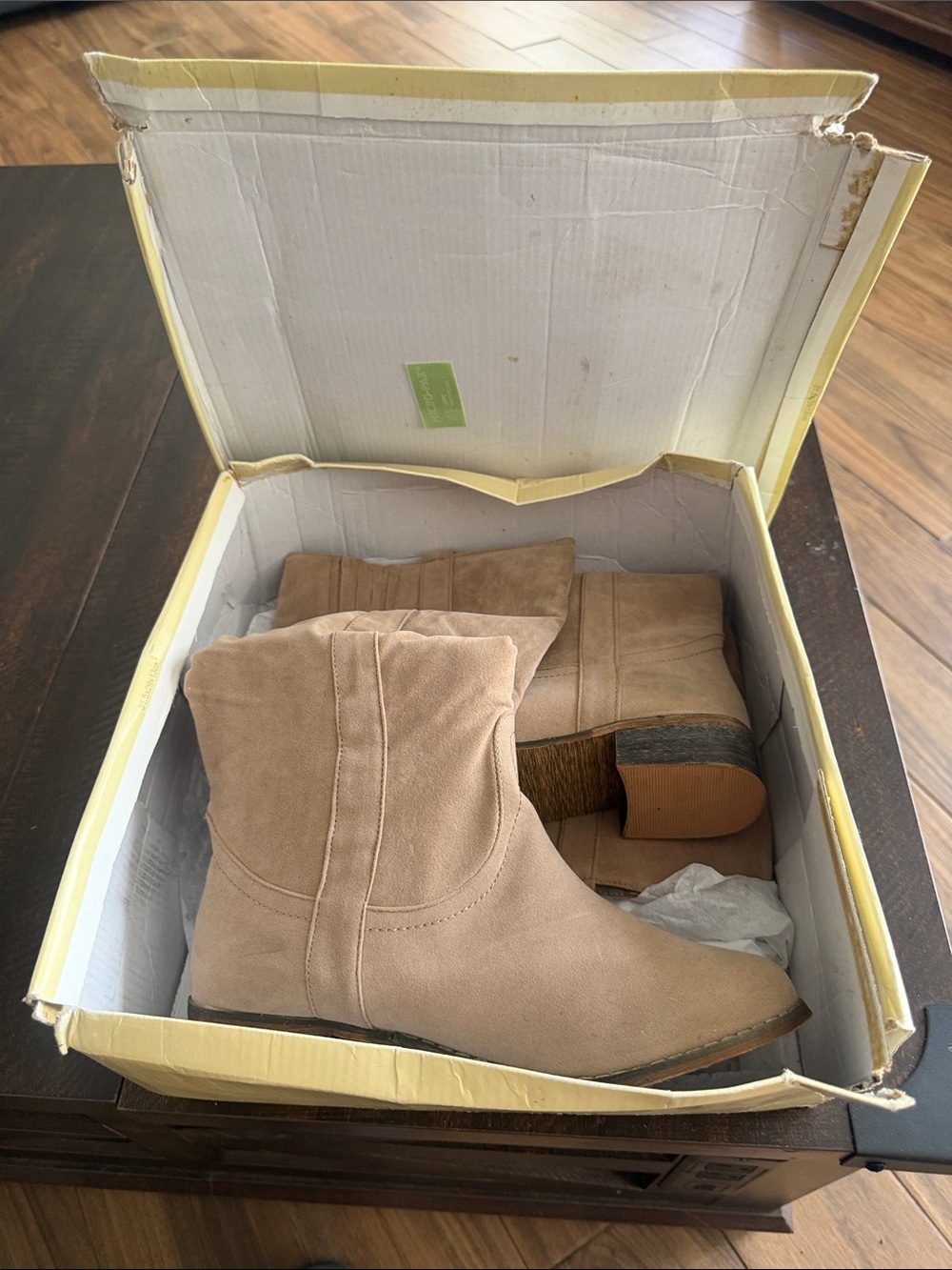 Women's Knee-High Heeled Boots in Beige - Picture 5 of 5